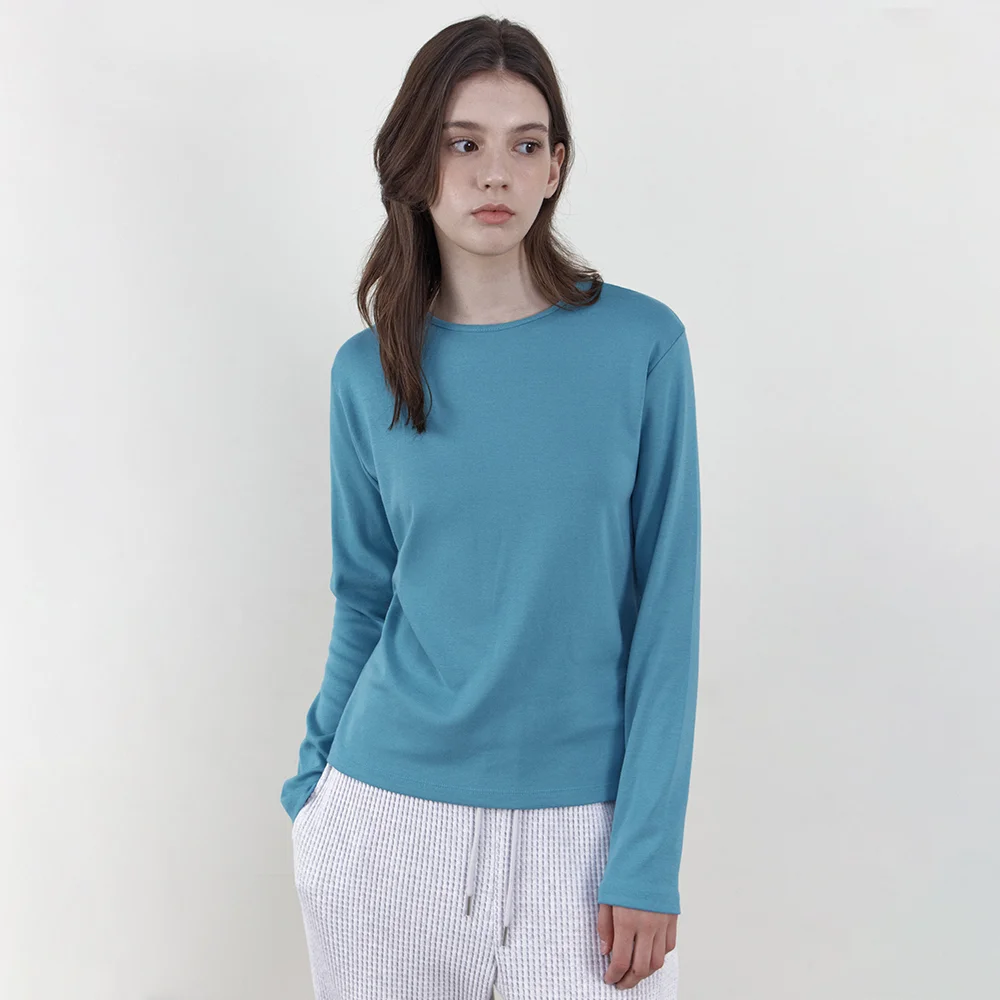 Color Round-Neck Long-Sleeve Tee_BLUE(WB6TP47)