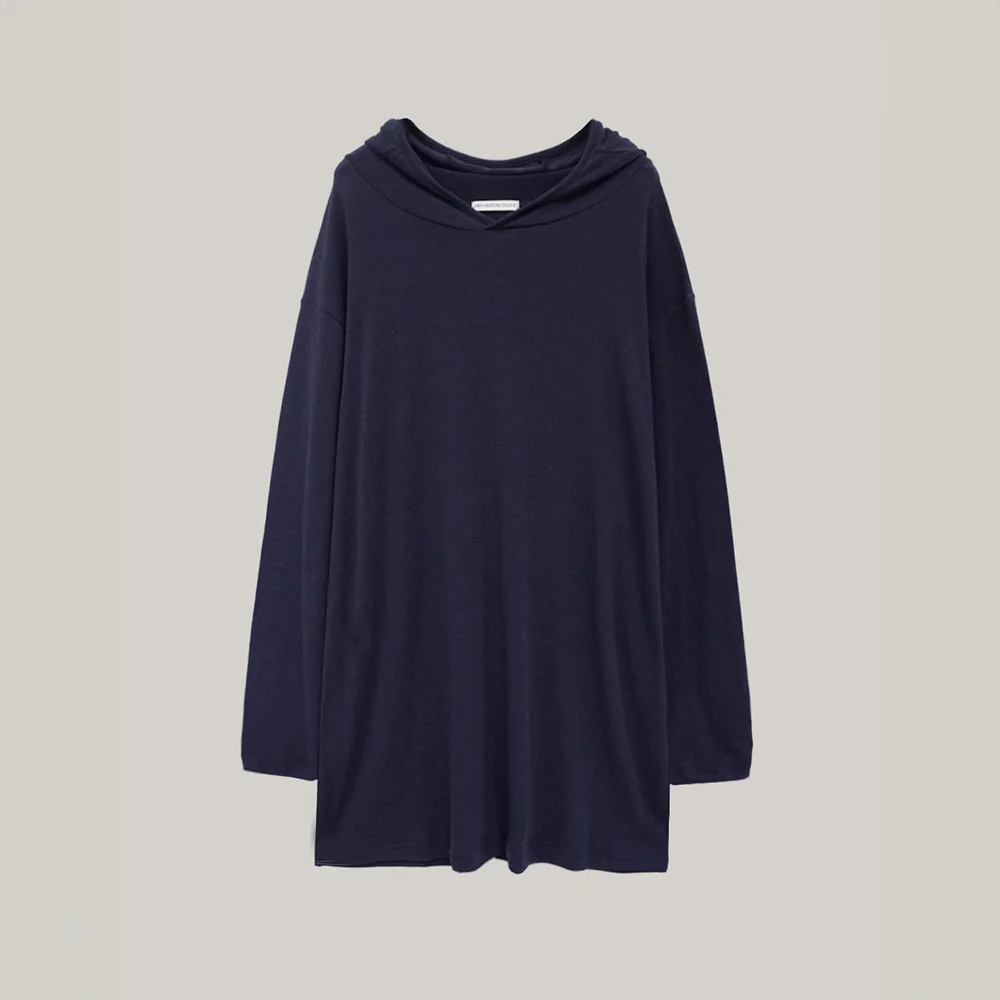 Loose Long Hood T-shirt (shadow blue)