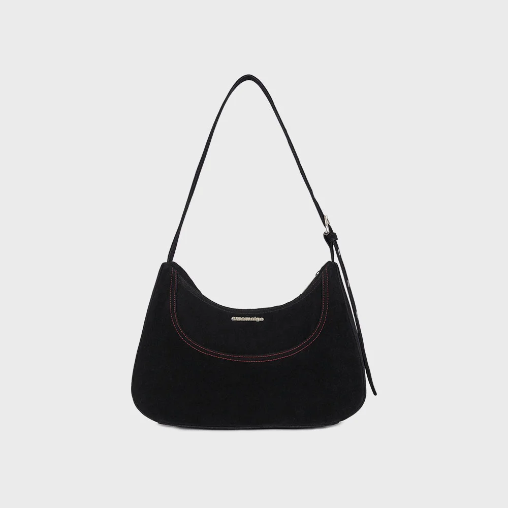 FLOCKING HOBO BAG (BLACK)