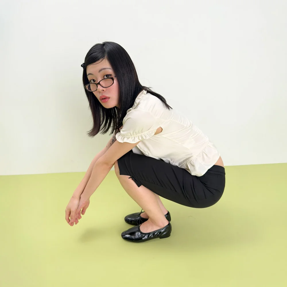 Ribbon capri pants (Black)