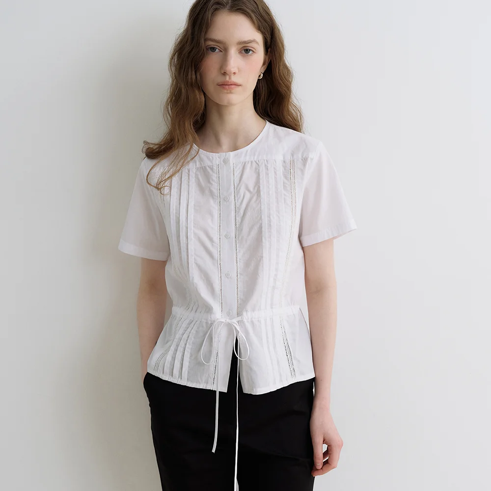 comos 1720 classic pintuck blouse (white)