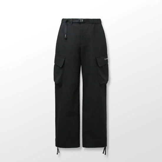 寬鬆 野外 工裝 褲子_Black