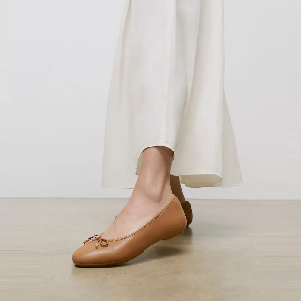 Delicato 女裝 蝴蝶結 柔軟 皮革 芭蕾 平底鞋 沙漠 THANN (FT59K2M10C)