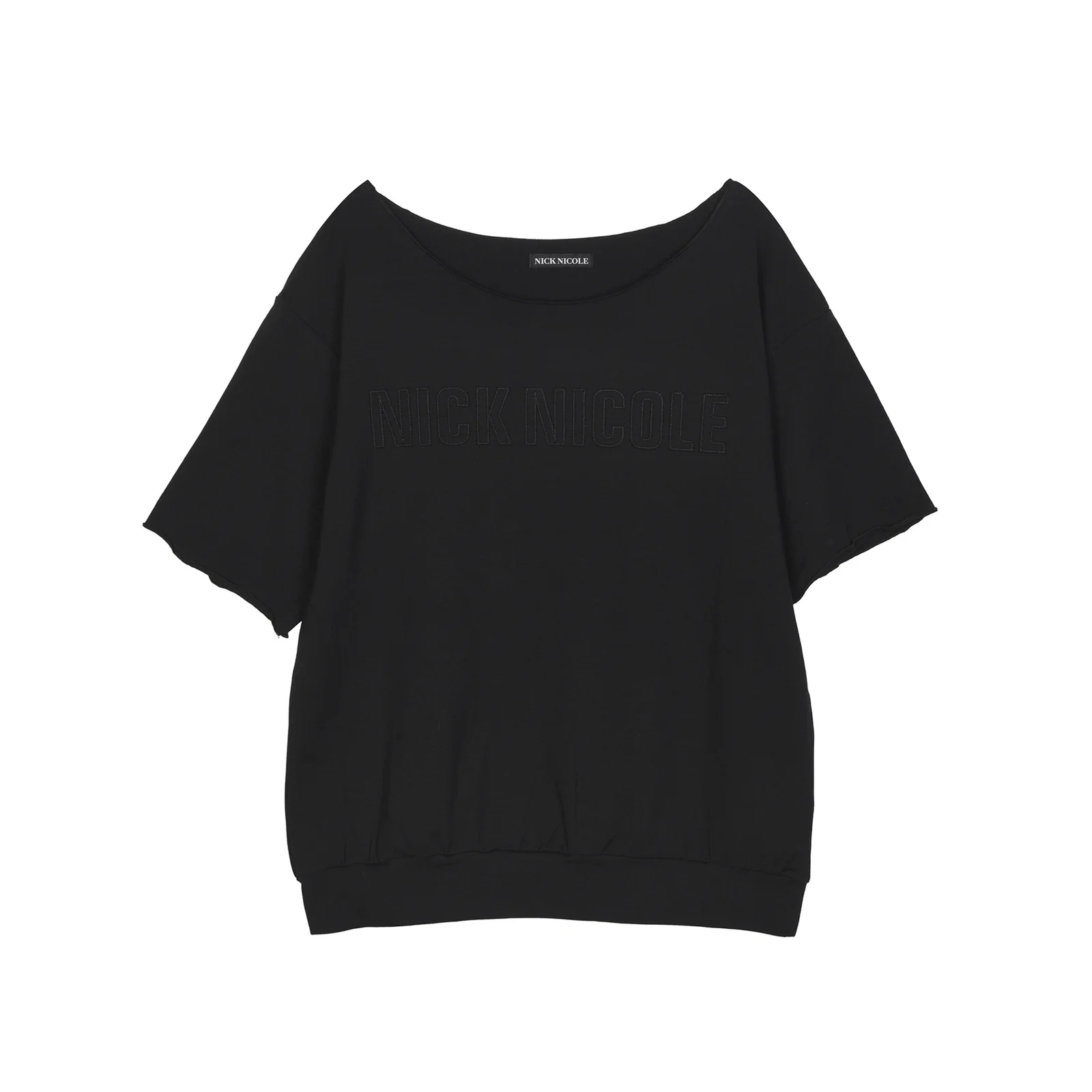 RAW CUT HALF SLEEVE TOP_BLACK