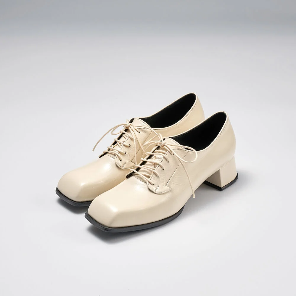 lace up durby ivory 象牙色 綁帶款 德比鞋