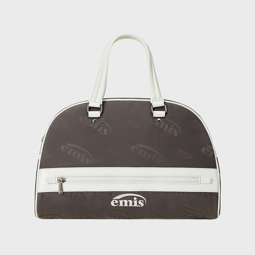 LOGO JACQUARD DUFFLE BAG-BROWN