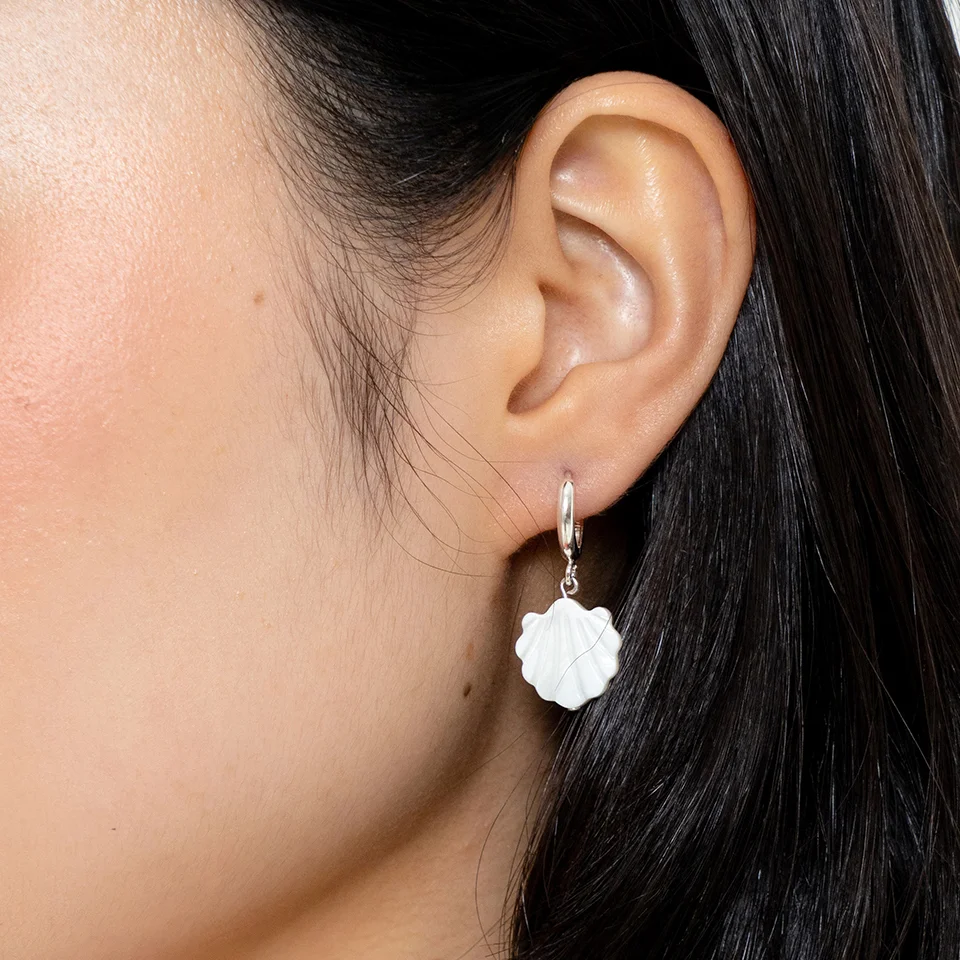 white shell drop earring
