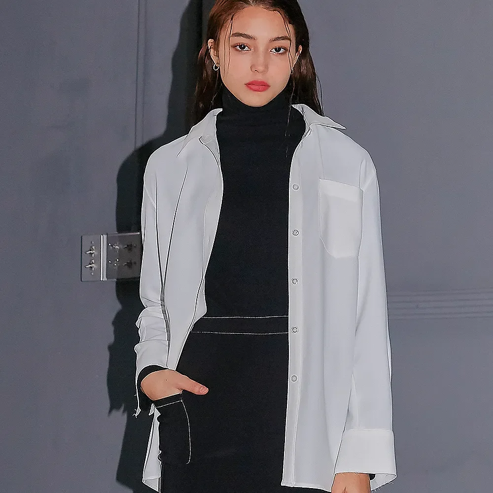 Warm slim turtle neck-Tee