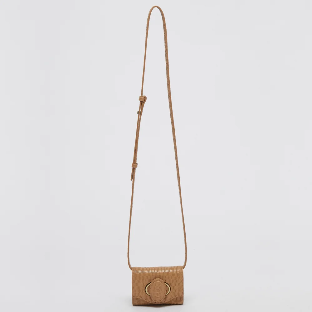 Oval card bag(Lizard beige)