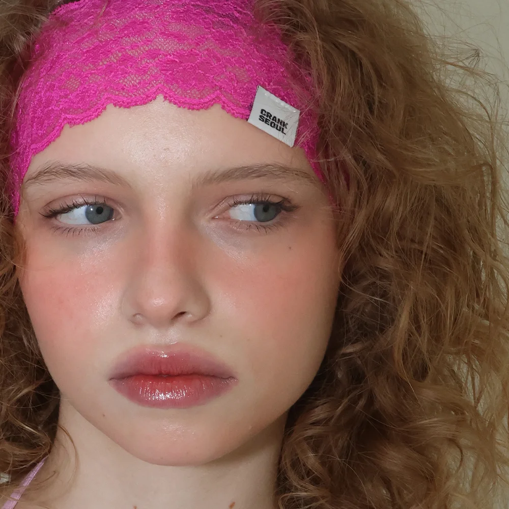 LACE VEIL HEADBAND_HOT PINK
