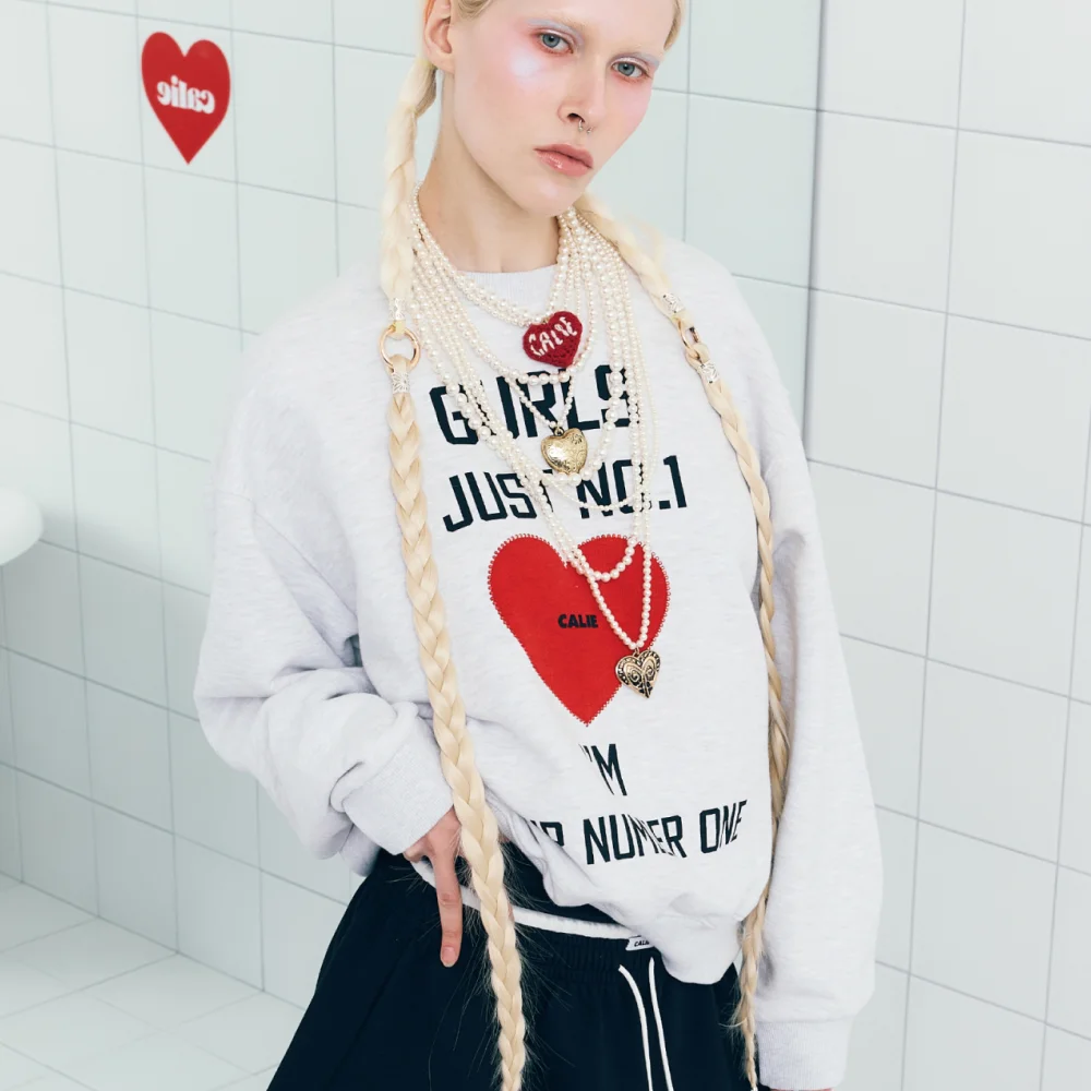GURLS JUST SWEATSHIRT WHITEMELANGE