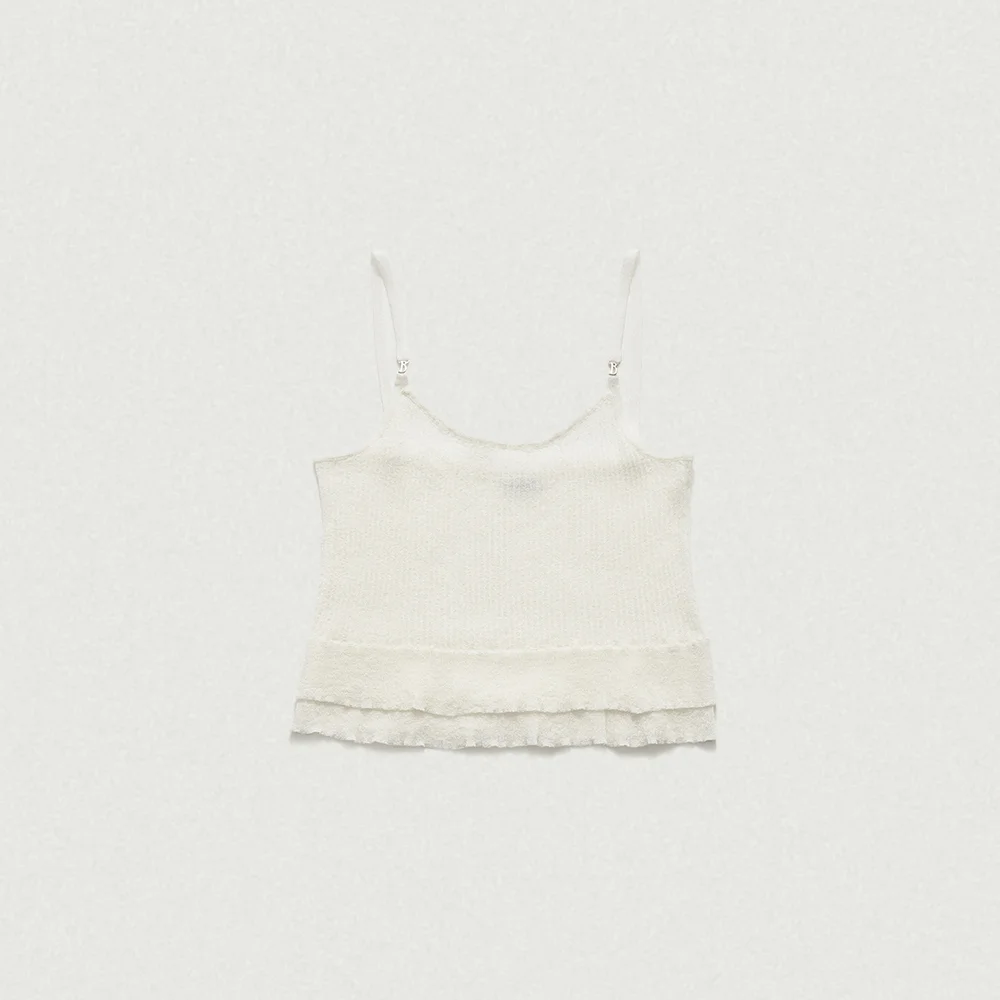 Bell Ruffle Sleeveless Knit Top_Ivory