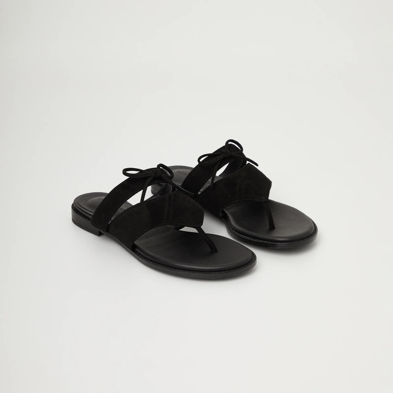 Suede Ribbon Sandal (Black)