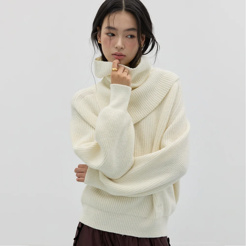 NECK WARMER SET WOOL KNIT IVORY