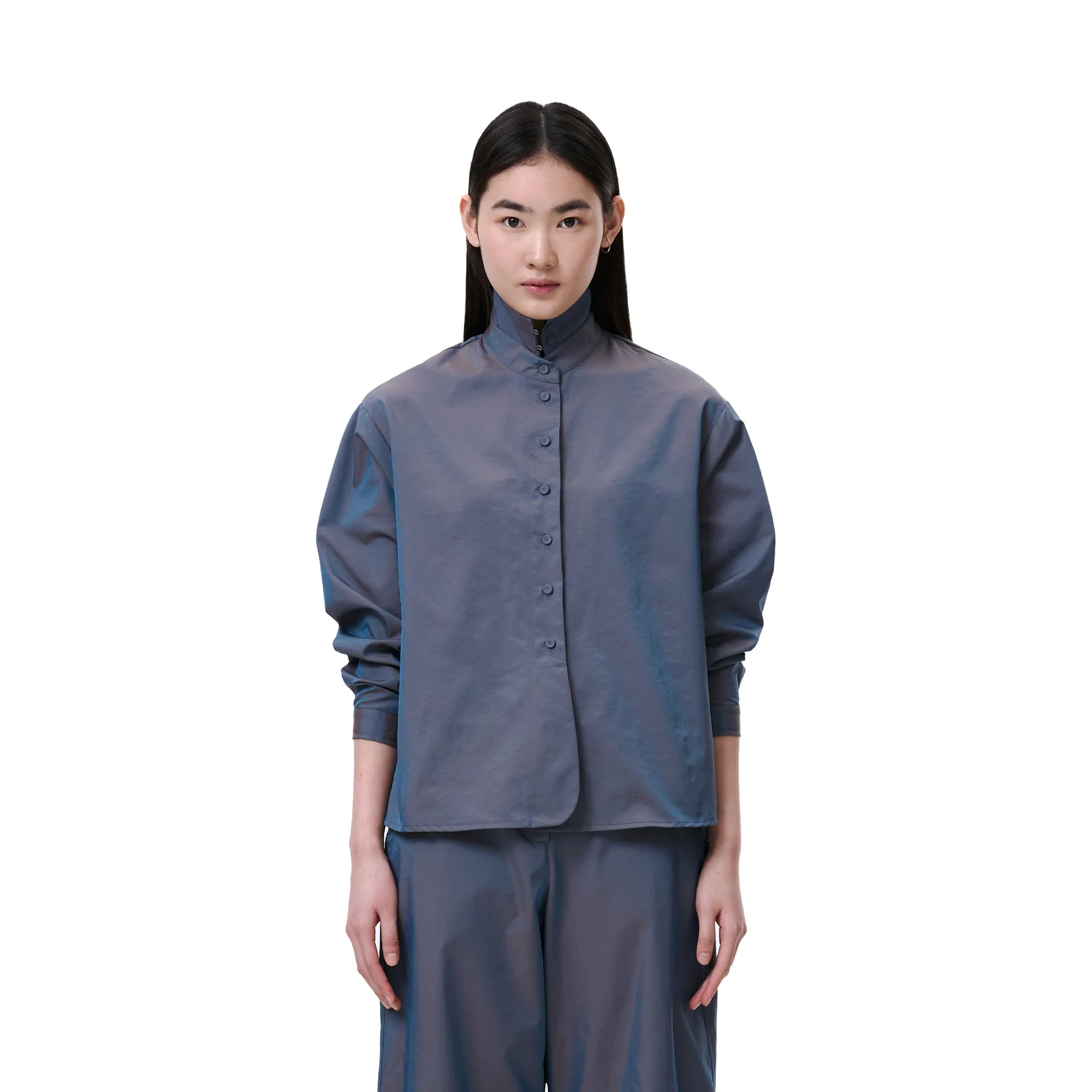 OVAL BUTTON SHIRT (STEEL BLUE)