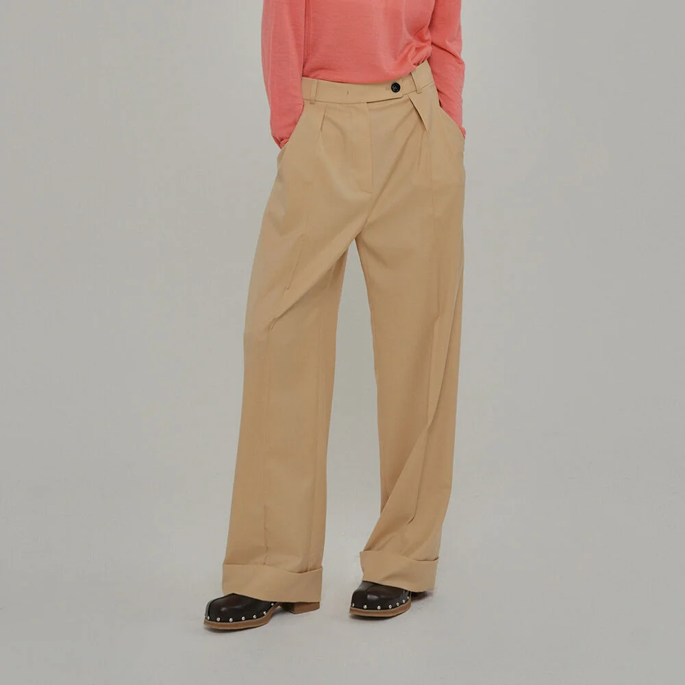 Tun wide slacks Butter yellow