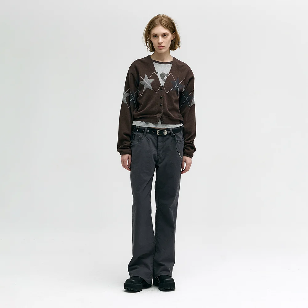 WAIST BUCKLE COTTON PANTS_charcoal