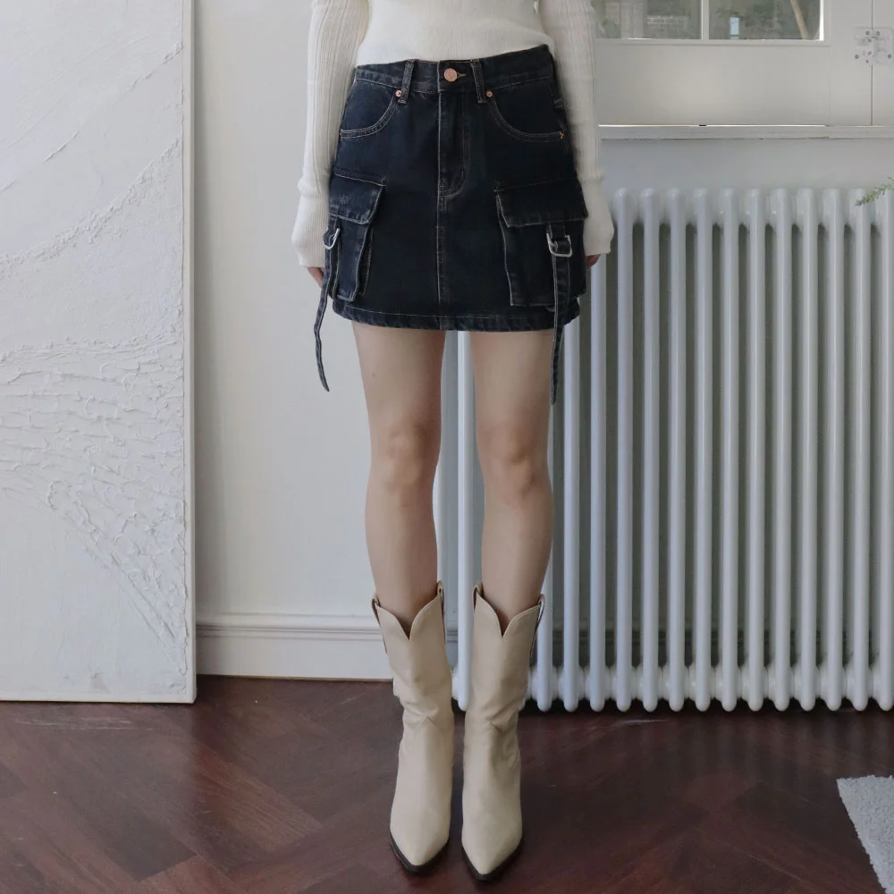 BREEZE CARGO MINI DENIM SKIRT