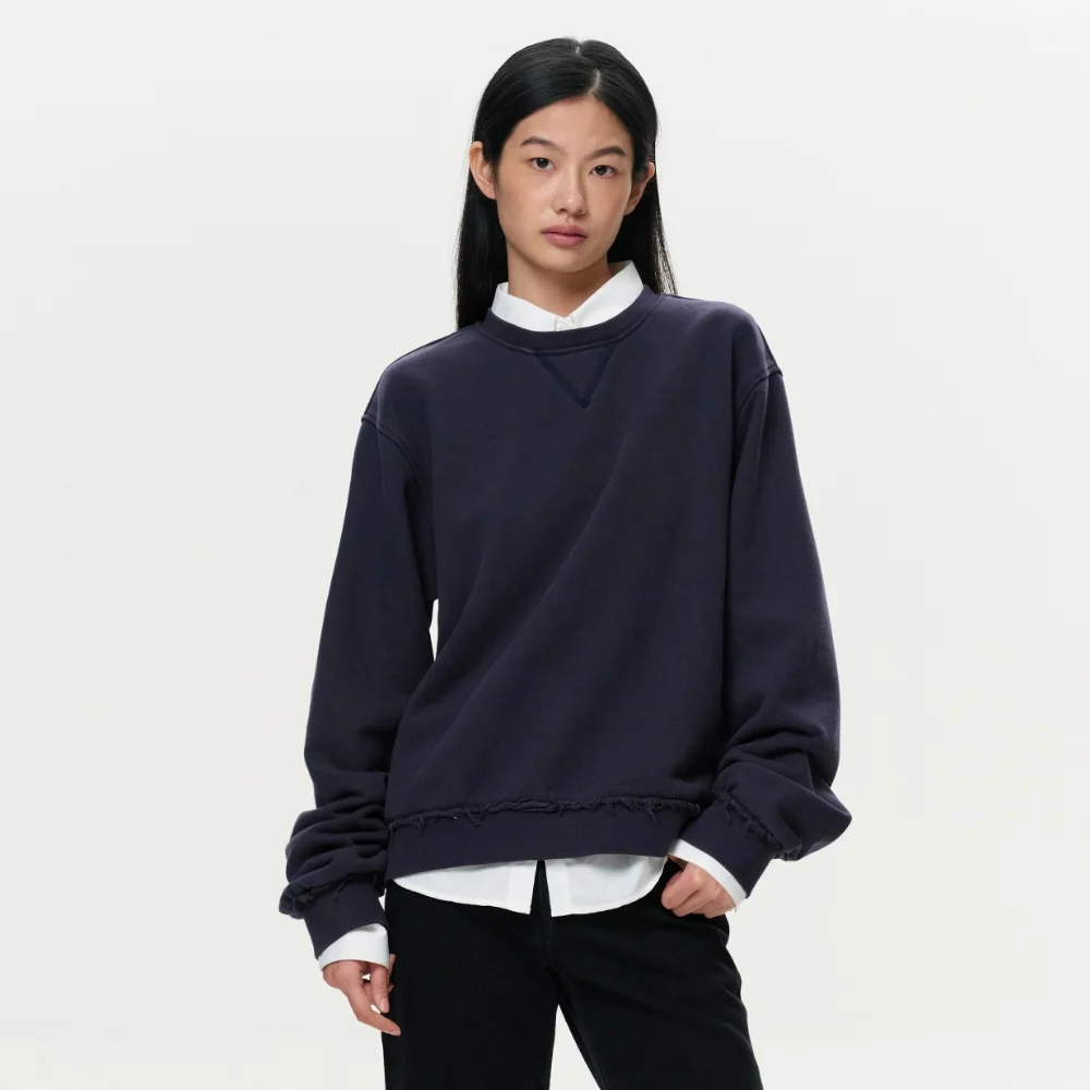 UNISEX ERA RAW EDGE SWEATSHIRT - NAVY