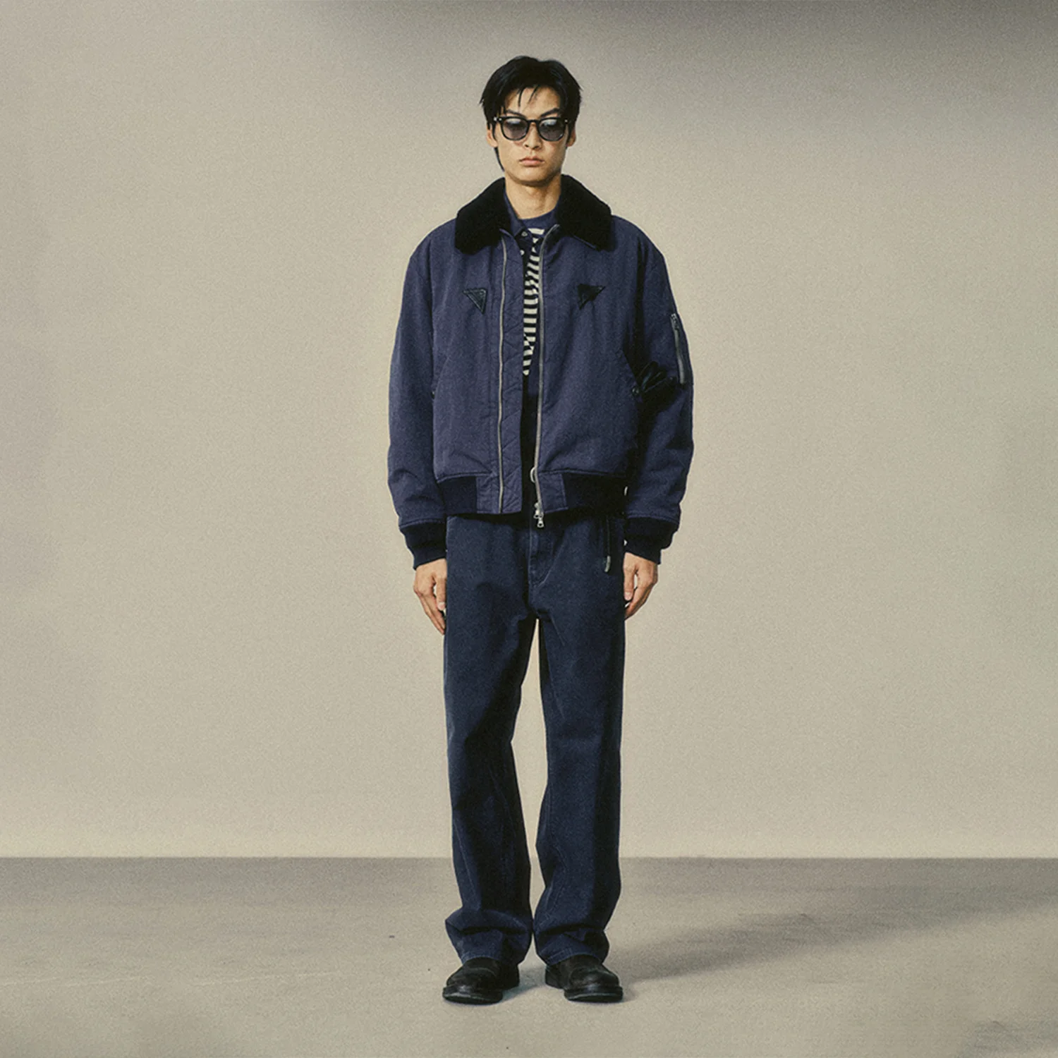 Washed B-15 Bomber Jacket_ Dark Navy