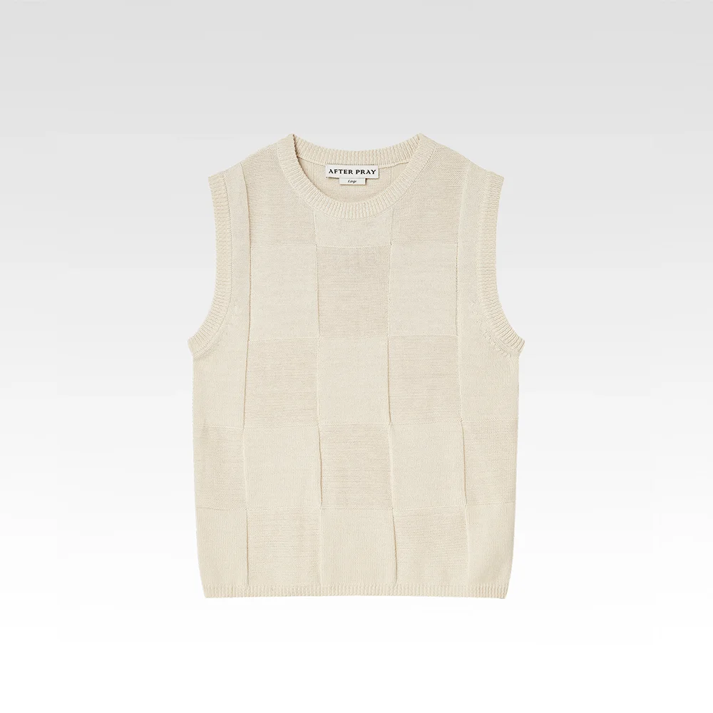 Damier 針織衫 無袖 象牙色