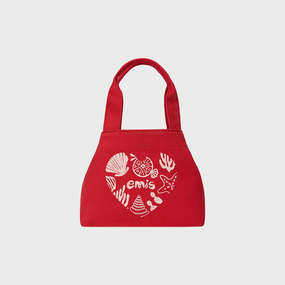 HEART COASTAL MINI TOTE BAG-RED