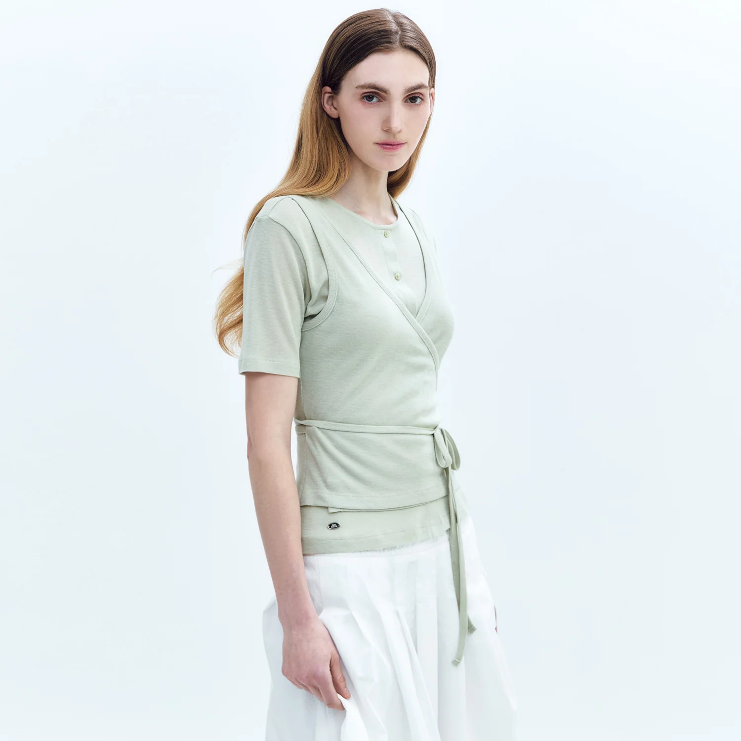 Wrap Bustier 2 in Half_SLV Cardigan GREEN