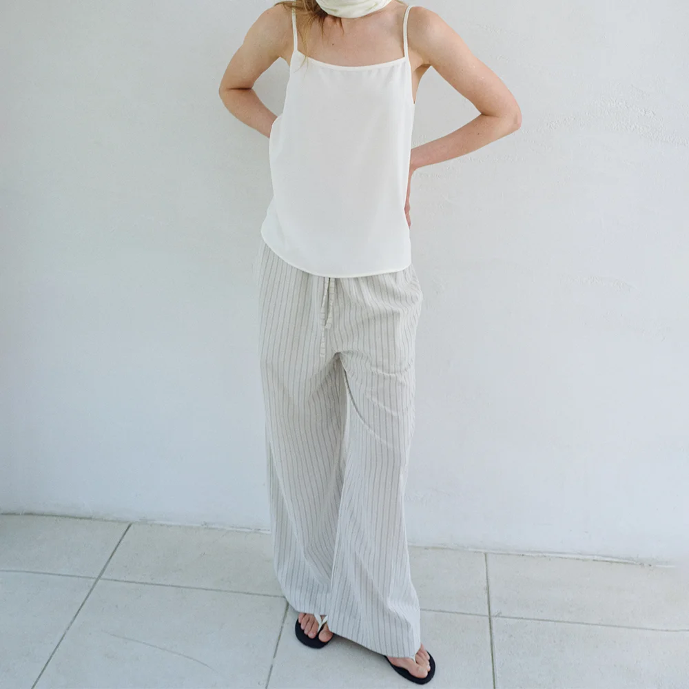 SUMMER STRIPE BAND PANTS_OATMEAL