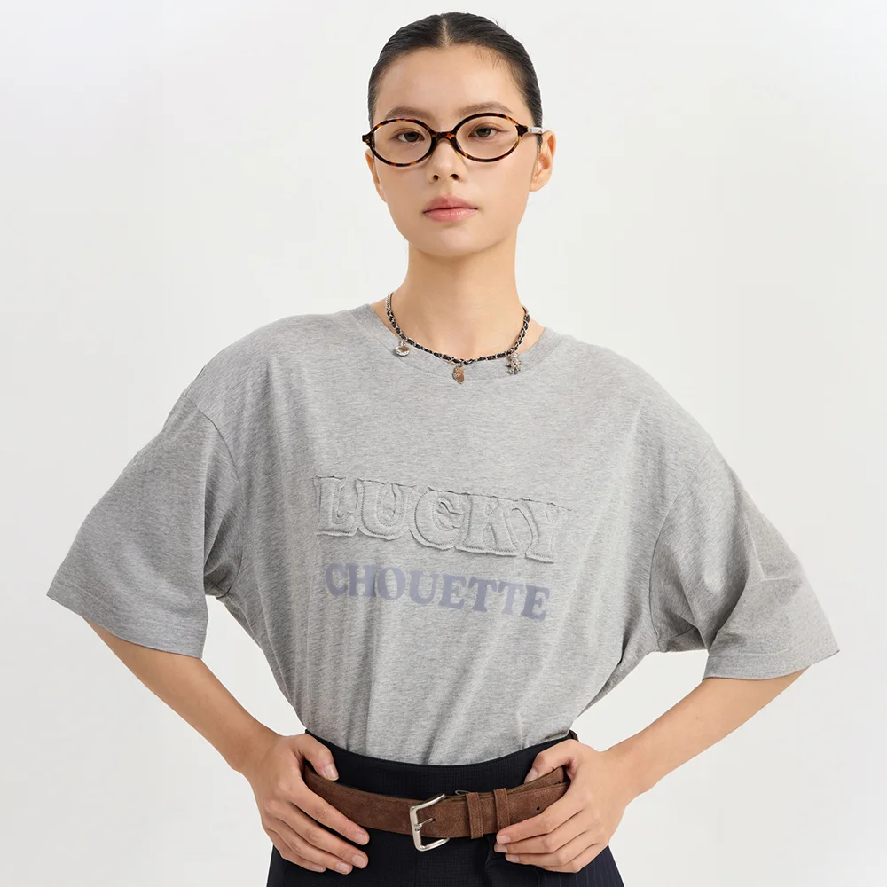 Lettering Point Loose Fit Half Sleeve T-shirt (melange grey) LFTAA25160GYM