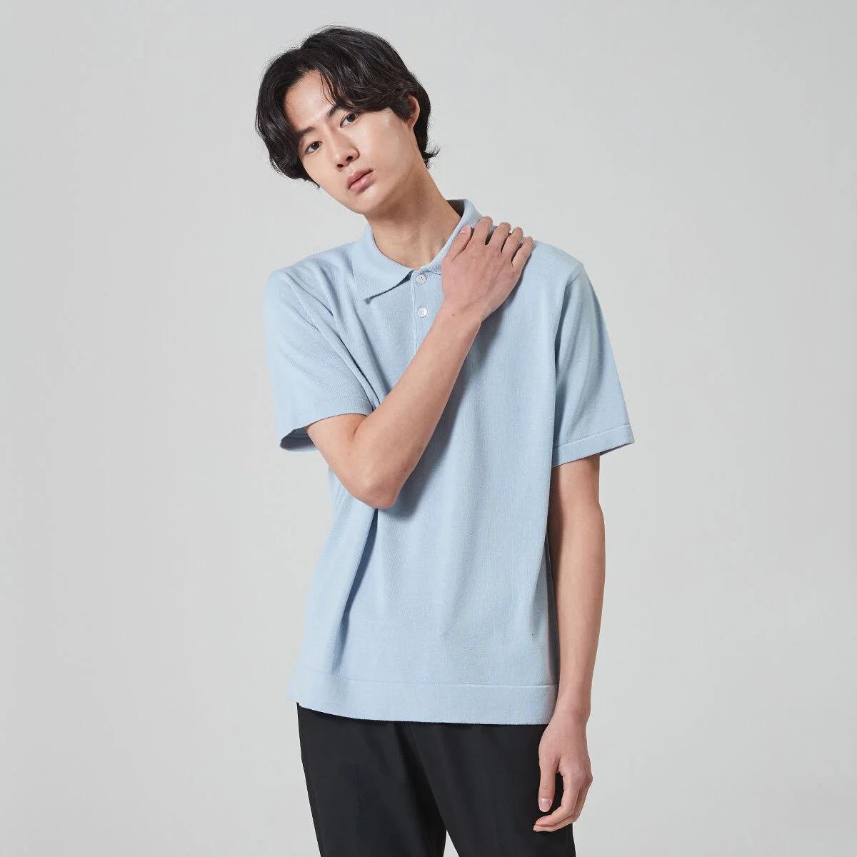1/2 SUMMER COLLAR KNIT_LIGHT BLUE