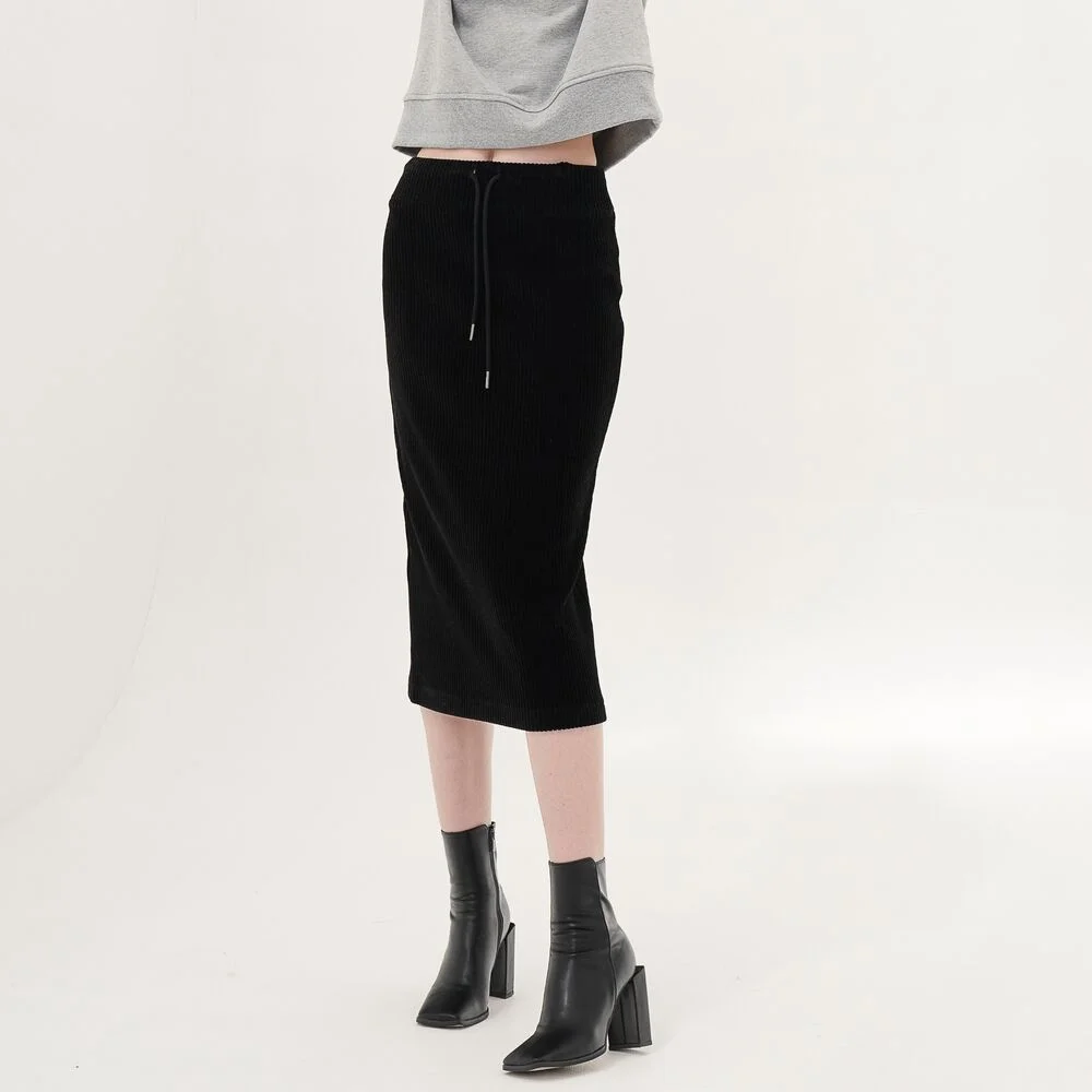 Corduroy Bending Skirt _Black
