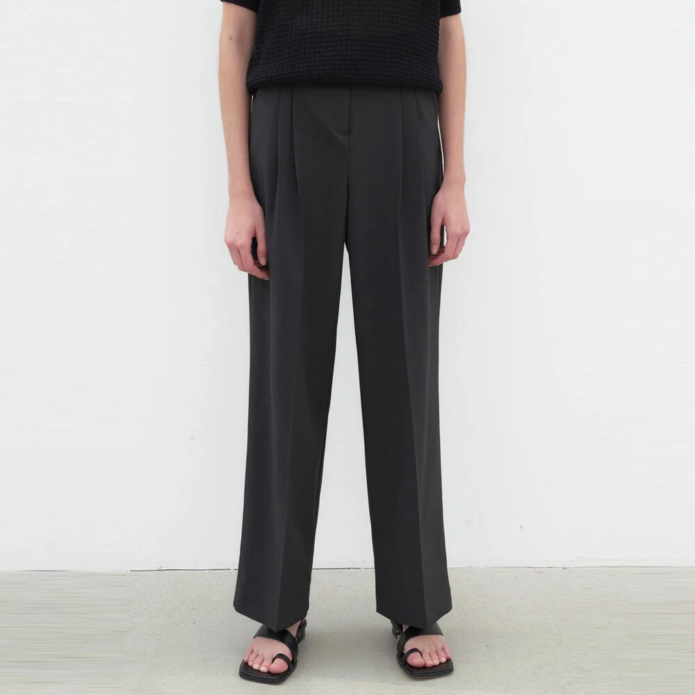 APRICITY WIDE SLACKS_CHARCOAL