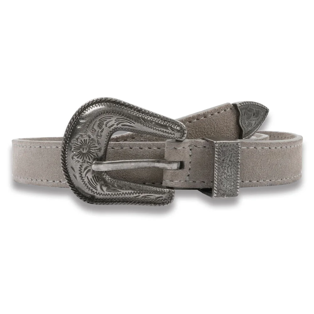 Suede Western Belt in Grey
