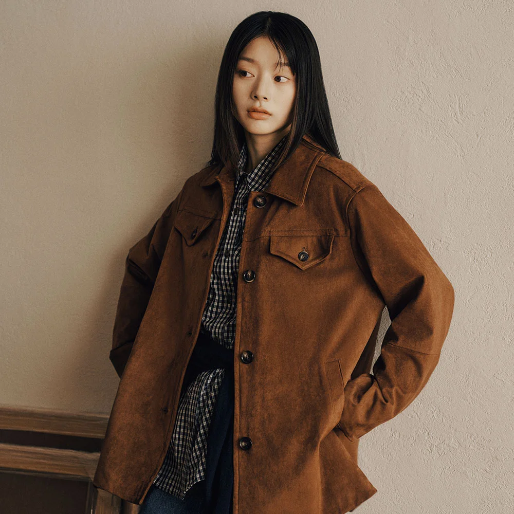 女裝 麂皮 半 外套 啡色
