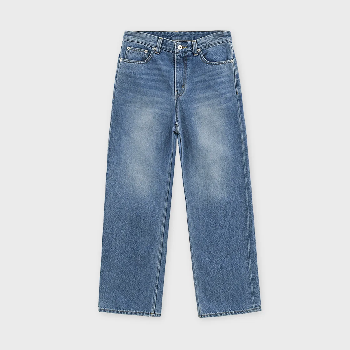 W 5P Straight Denim, Mid Blue
