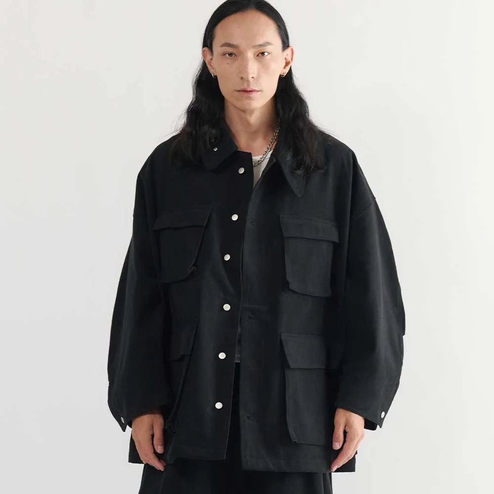 Hanka 寬鬆版型 口袋 工裝 外套_黑色