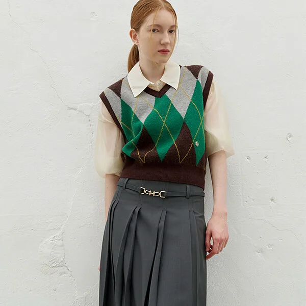 HAZE ARGYLE KNITWEAR VEST (VT-0246)