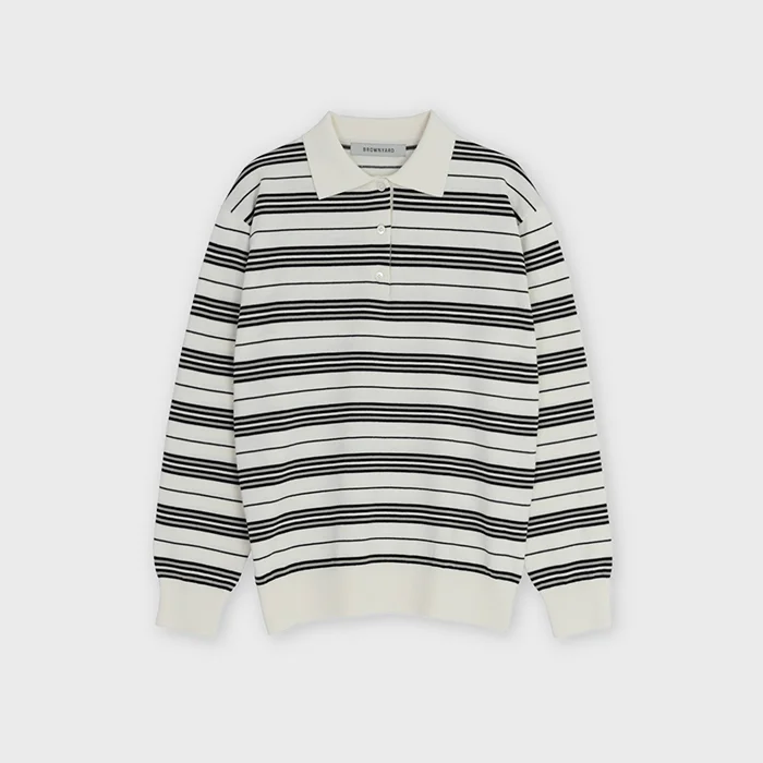 W Stripe Knit Pique, Ivory