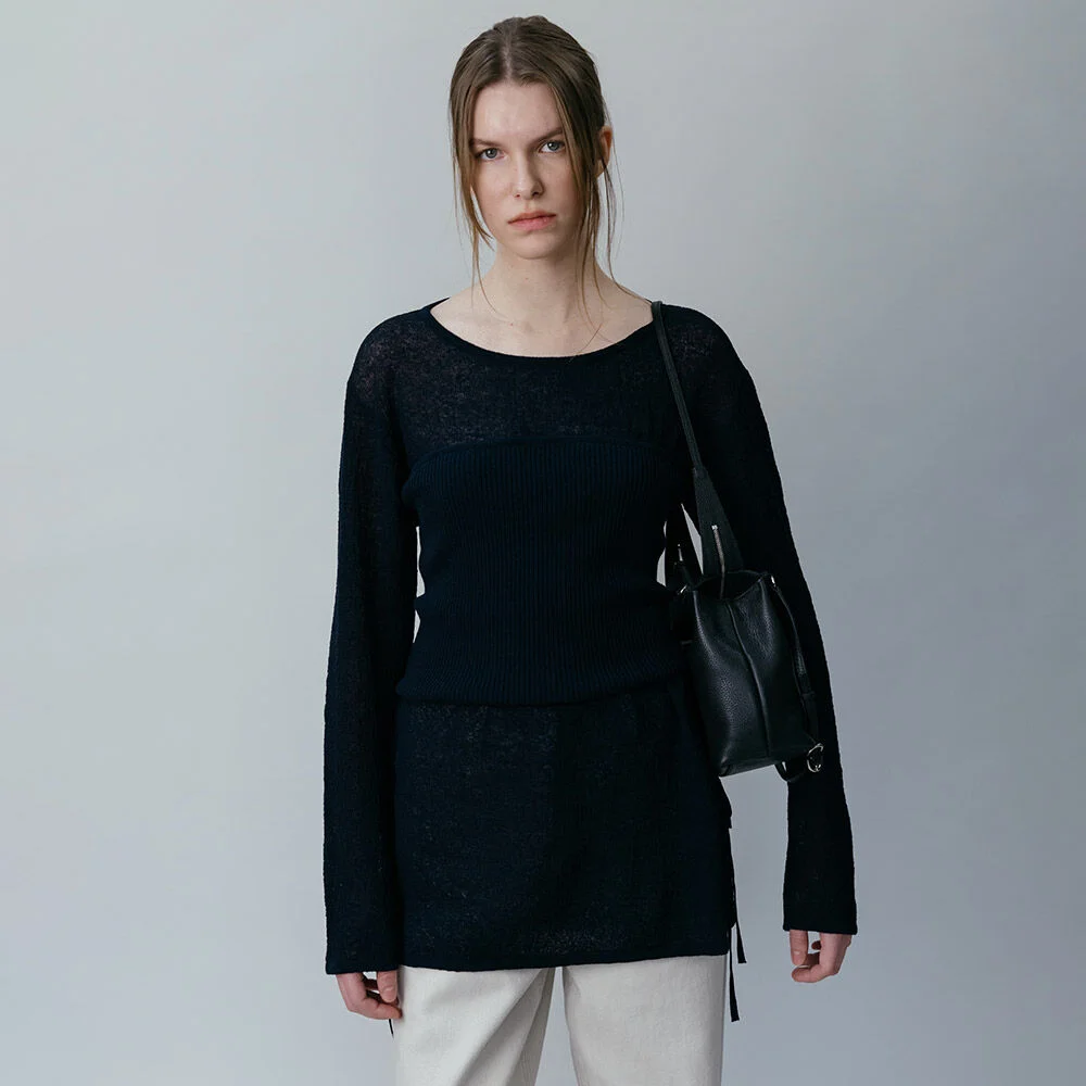 Linen Cover-up Pullover + Bustier Knit Top SS6SP647_2color