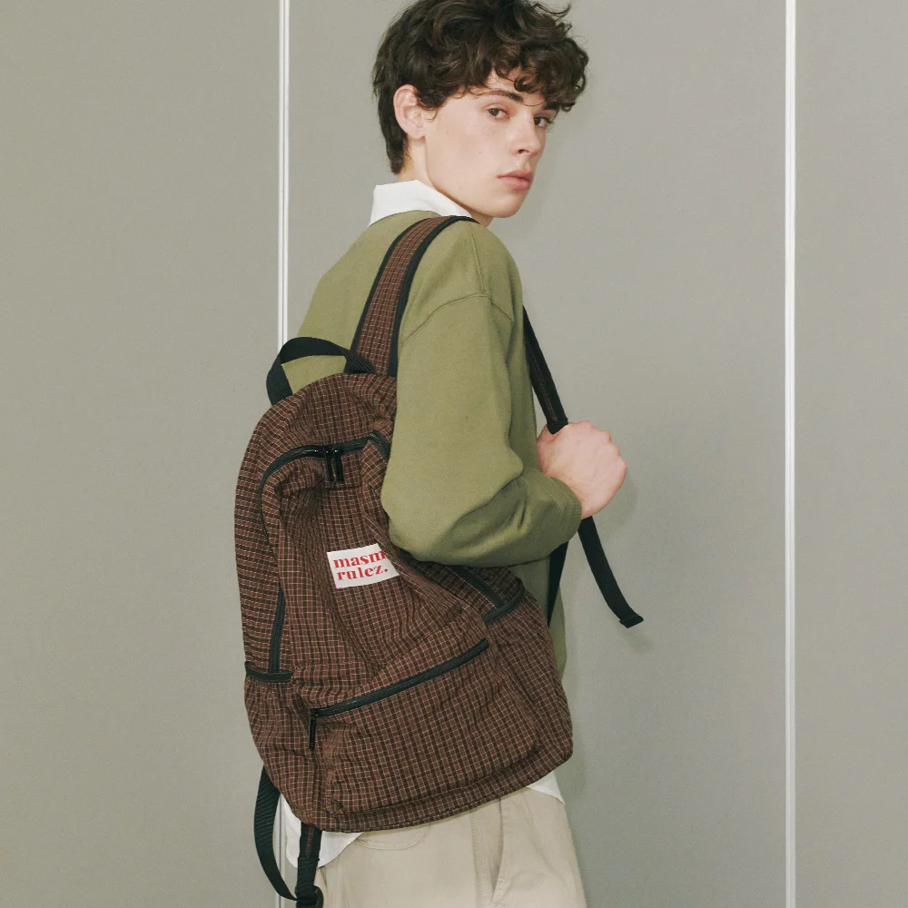 Daily backpack_Check Brown