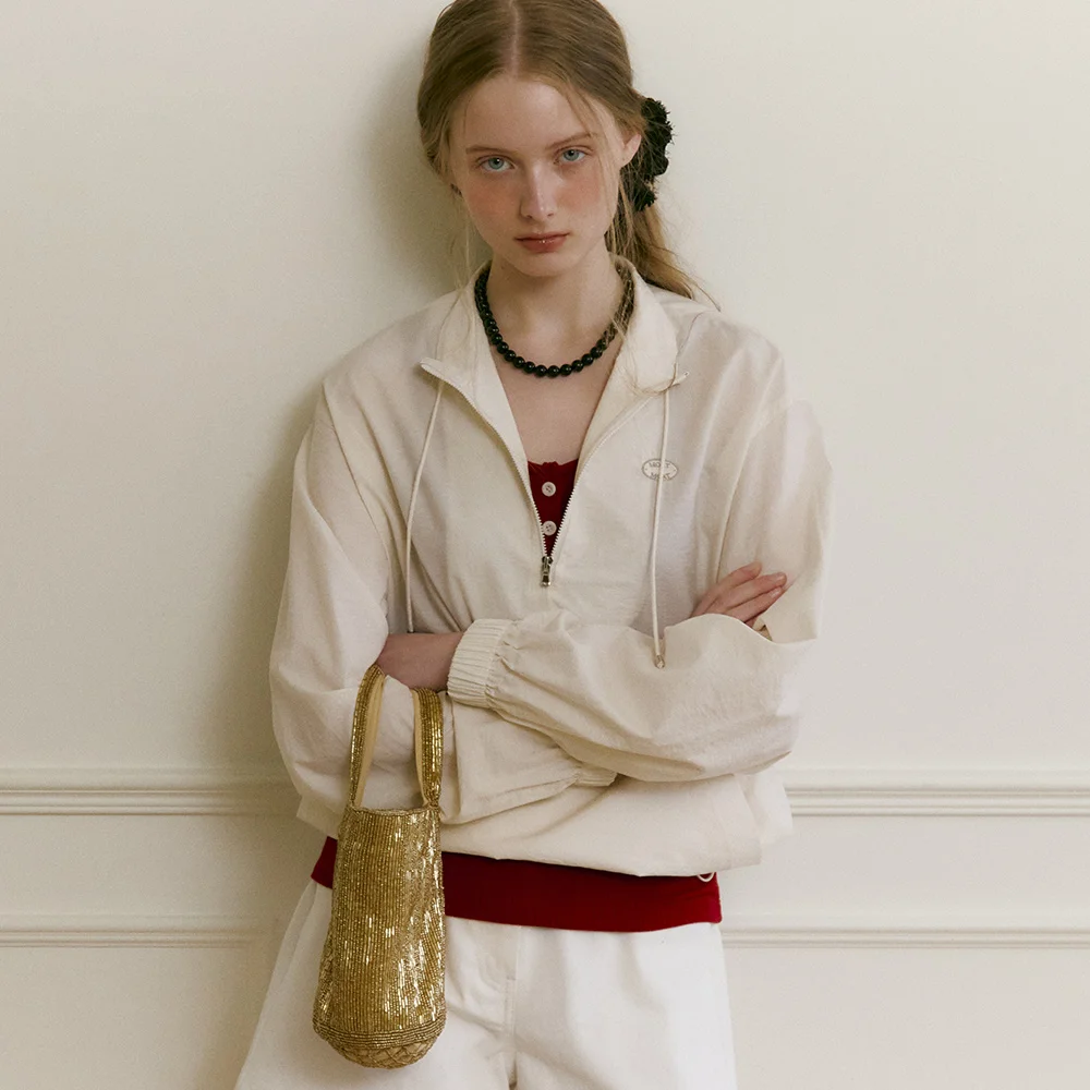 CASUAL HIGH-NECK ANORAK (cream ivory)