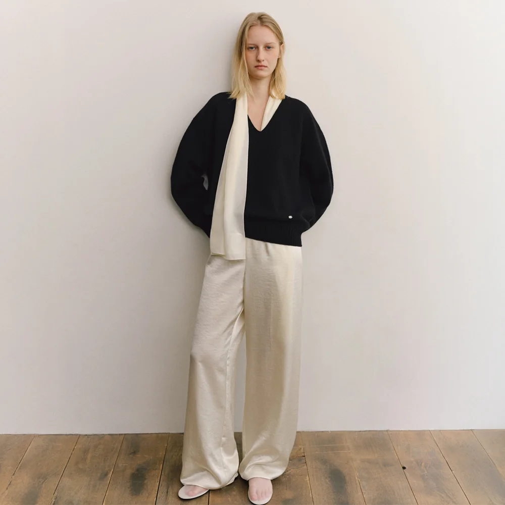 BIAS SATIN WIDE PANTS_CREAM