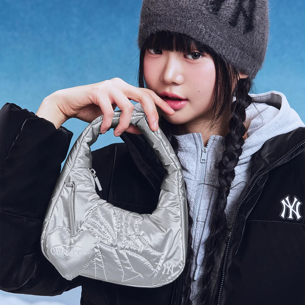 基本款 運動風 縫線 迷你 Hobo Bag NY (Silver)
