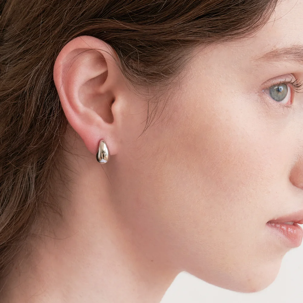 mini polka dots point earrings (E046_silver)