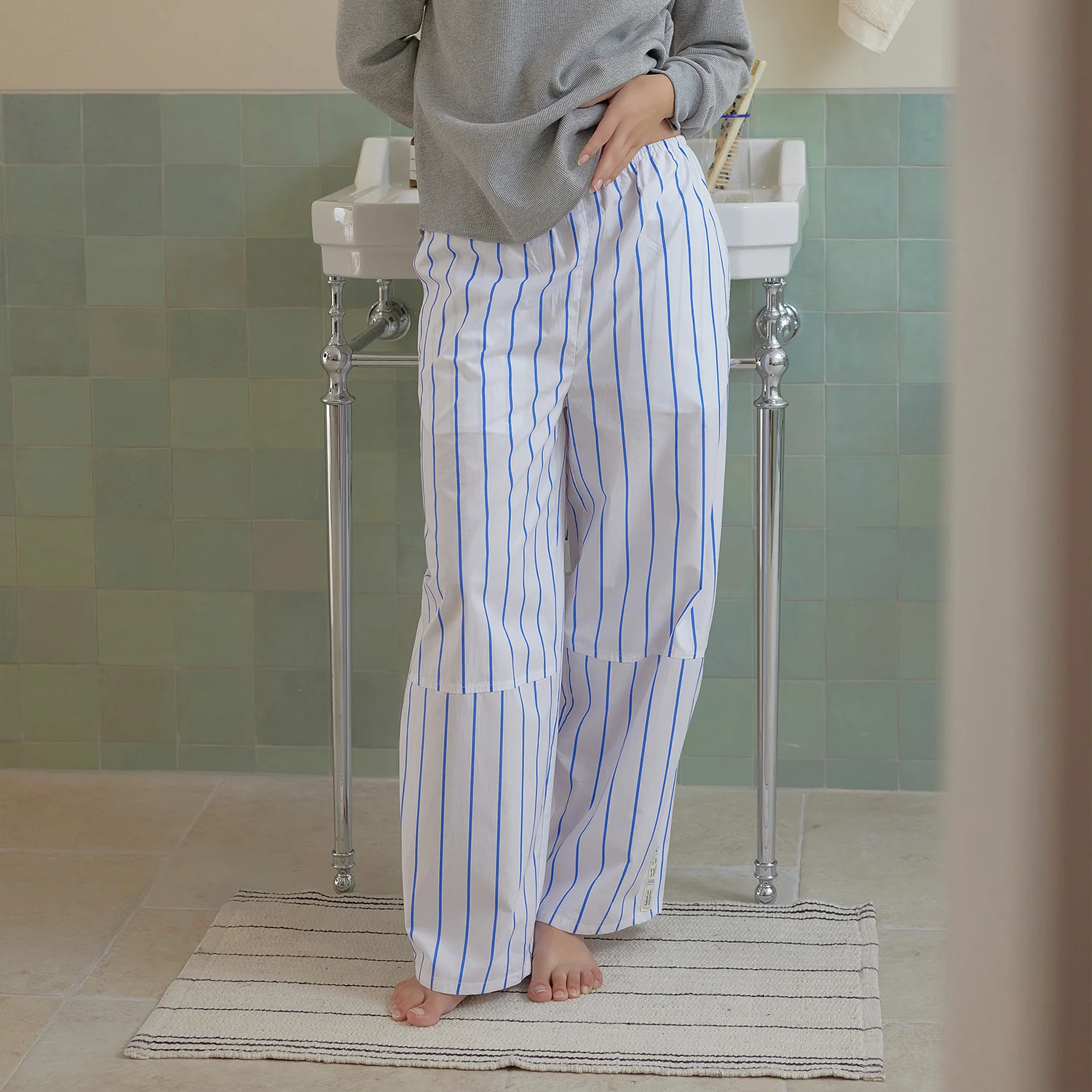 RL 居家 Wear 睡衣 褲子 - white blue stripe