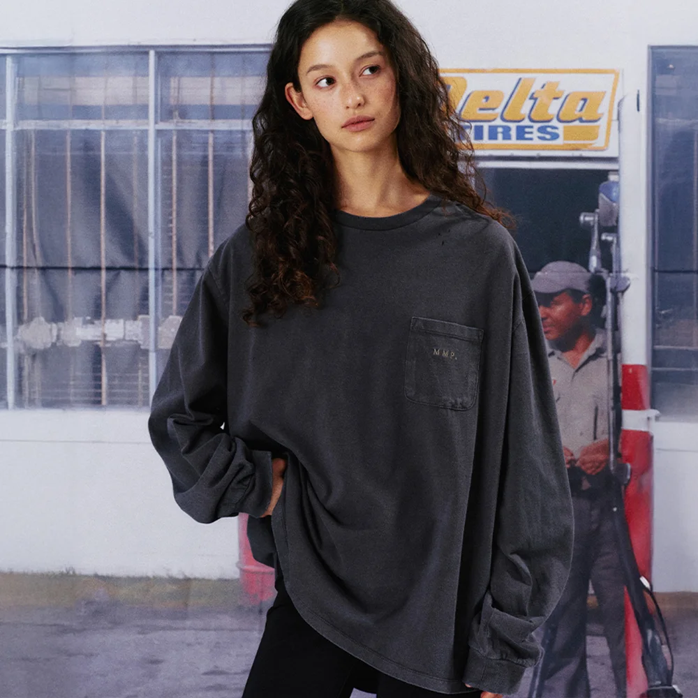 DUST WASHED OVER FIT TEE_PURPLE CHARCOAL