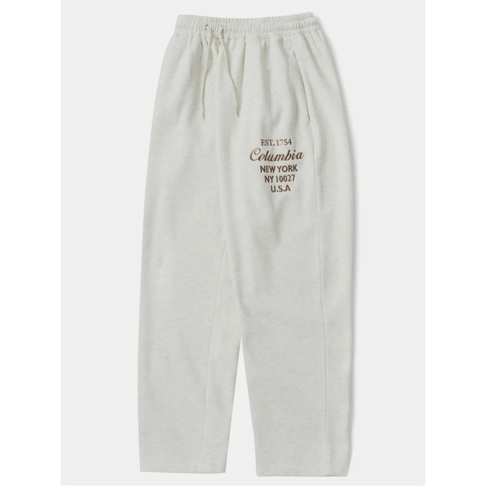 CU BIG SCRIPT FLEECE WIDE SEATPANTS 燕麥色