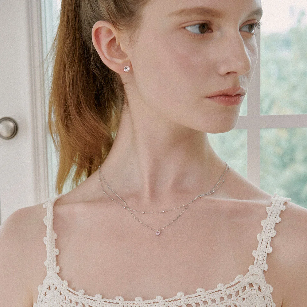 Heart Cubic Layered Necklace. NB1726