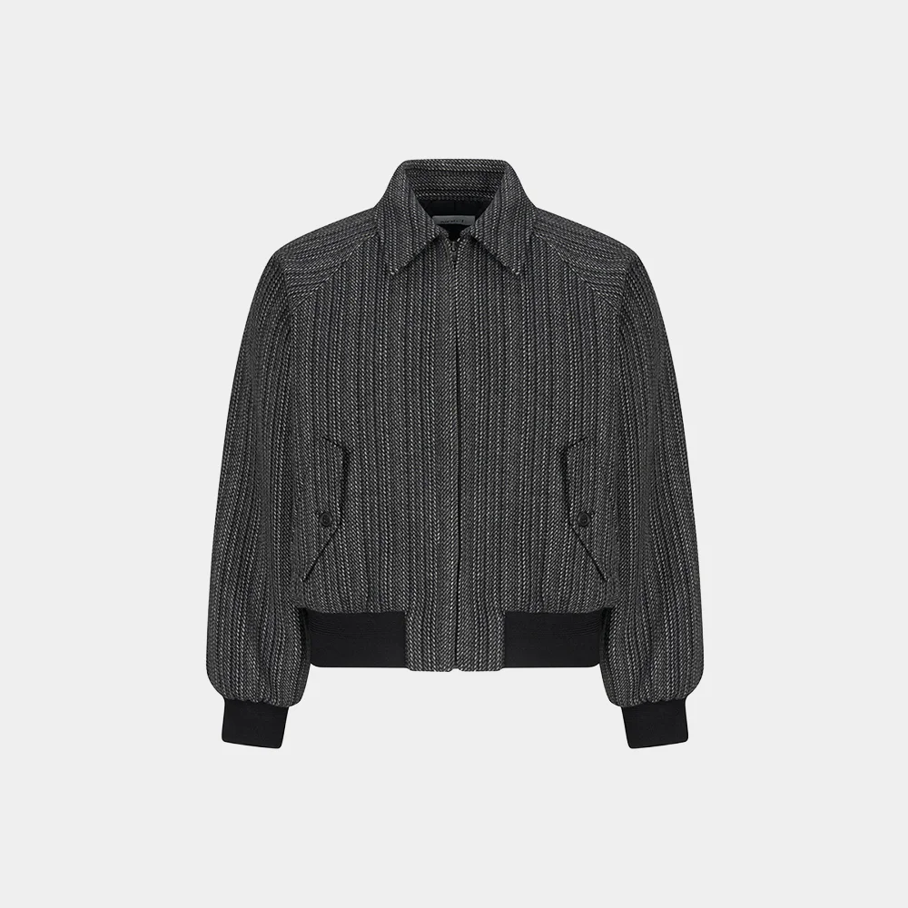 HARRINGTON ENGLISH HERRINGBONE BLOUSON - CHARCOAL