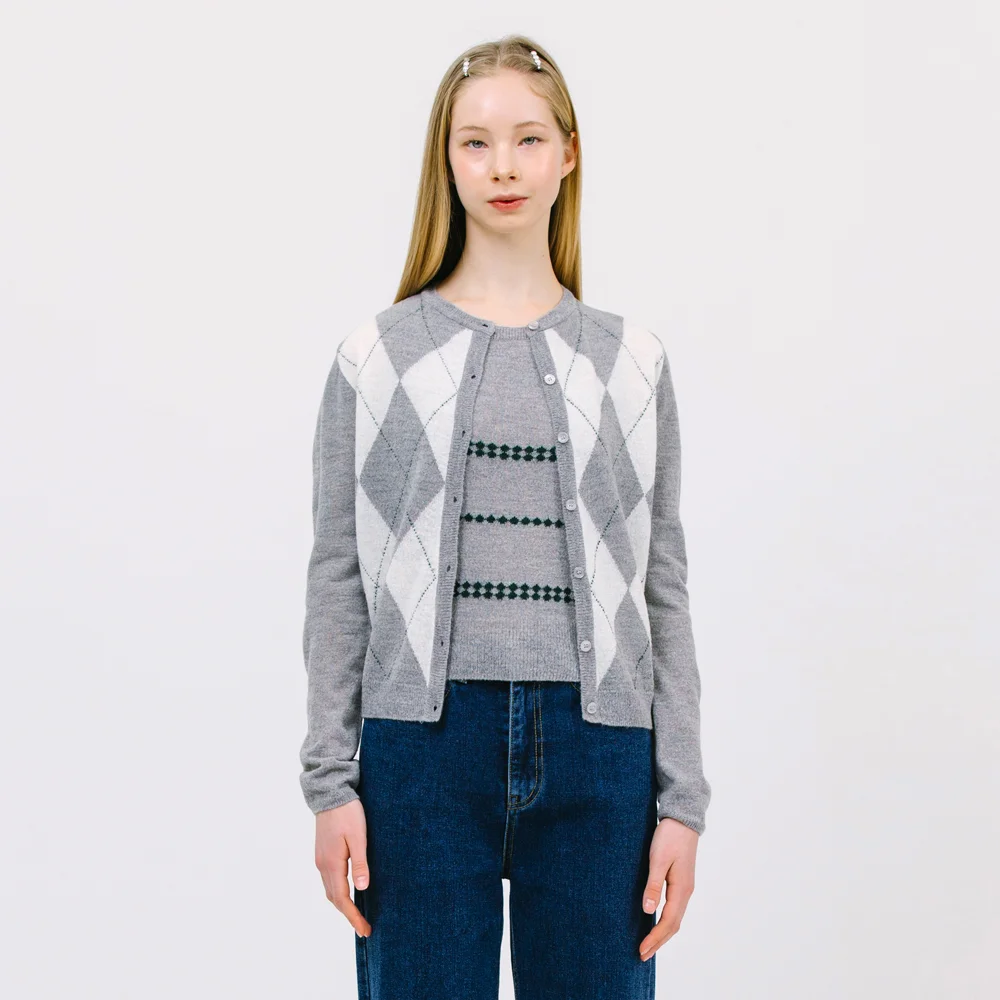 slim knit cardigan_gray